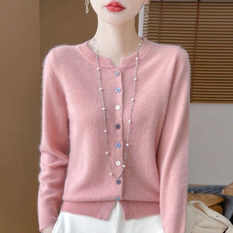 24秋冬新款100%纯羊绒开衫女圆领长袖针织毛衣宽松羊毛衫外套上衣,女装/女士精品,羊绒衫,淘宝优惠券,粉丝福利购,淘宝优惠卷