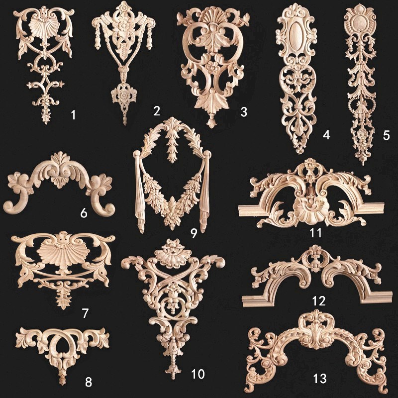 实木木雕贴花护墙板背景墙装饰欧式花片门花柜门对接线条花角花