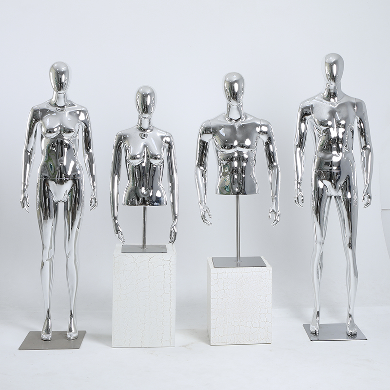 银色电镀男女儿童全身模特半身人台假人模特裤模橱窗陈Z列展示道