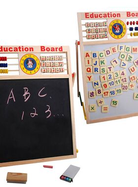 木制儿童益智多功能韩国写字板支架式画写板磁性双面黑白画板