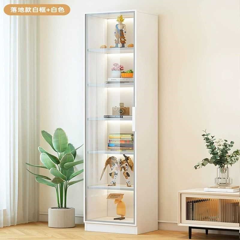 书柜展示柜一f体落地防尘置物柜家用书架客厅靠墙储物柜玻璃门新