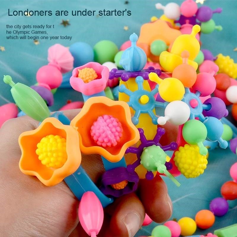 儿童百变a创意普波串珠手工diy项链穿珠子戒指发箍益智女孩玩具