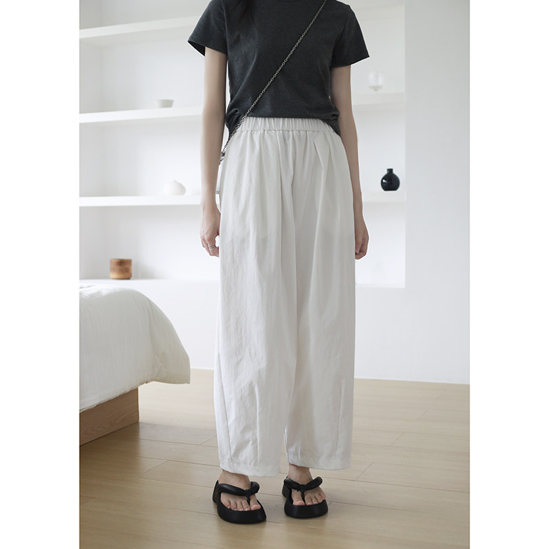 日系白色阔腿裤女2025新款夏季薄款宽松休闲气球裤九分萝卜裤子,女装/女士精品,休闲裤,淘宝优惠券,粉丝福利购,淘宝优惠卷