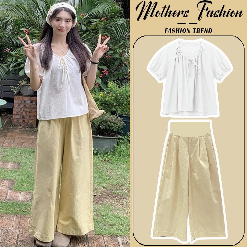 孕妇套装2025新款夏季时尚洋气时髦杏色短袖薄款上衣裤子两件套女,孕妇装/孕产妇用品/营养,连衣裙,淘宝优惠券,粉丝福利购,淘宝优惠卷