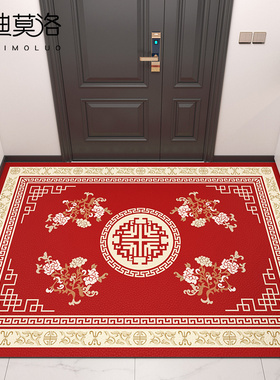 地垫进门门口入户门l垫2023新款可擦洗红色脚垫可裁剪中式玄关地