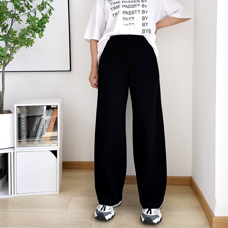 大码高个子直筒裤女2025春季松紧高腰宽松女裤显瘦裤子胖mm长裤春