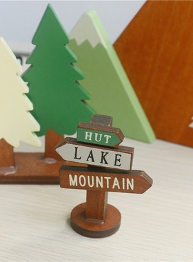 猫部杂货日式木质指路牌小树背景架微缩场景道具迷你布景摆件合集