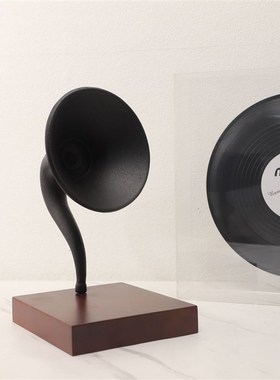 北欧极简木质金属喇叭摆件样板房电视F柜卧室客厅茶几家居饰品摆