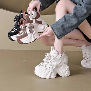 内增高8cmf老爹鞋 新款 小个子松糕厚底透气休闲运动鞋 潮 女2024夏季