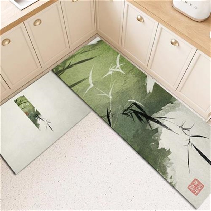 毯然 中式厨房地垫防滑吸水入户C门地垫进门脚垫长条国风床边地毯