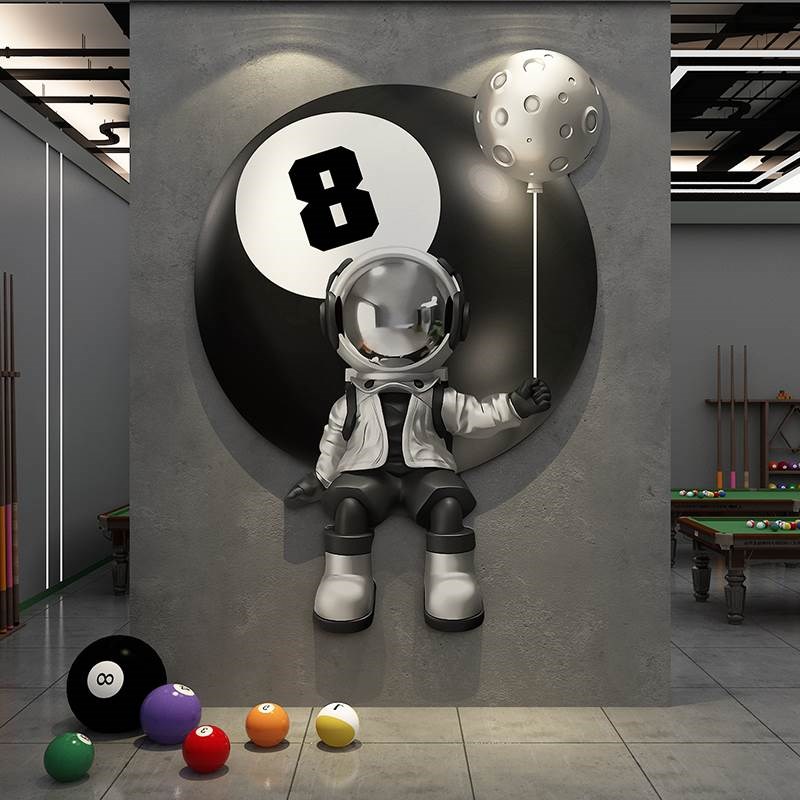 台球厅室网红墙面装饰挂画形象吧台背景文化墙壁纸贴用品大全打卡