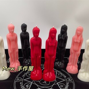颜色可以定制可单卖 人形造型蜡烛 手工 纯蜂蜡大豆蜡