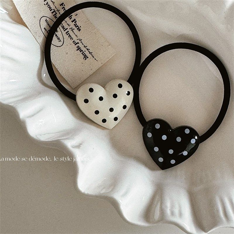 复古波点爱心橡皮筋女扎头发绳高弹力耐用发圈头绳高马尾新款,户外/登山/野营/旅行用品,旅行发卡,淘宝优惠券,粉丝福利购,淘宝优惠卷