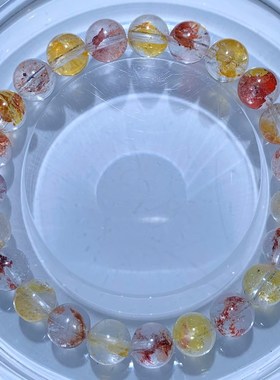 天然锦鲤胶花手串手链红鸩羽红幽灵矿种单圈水晶饰品礼物送礼男女