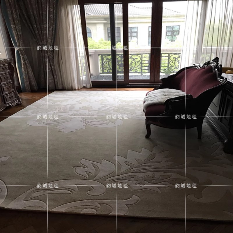 新中式美式欧式样板房地毯客厅茶几沙发卧室床尾书房手工腈纶地毯