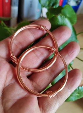 云南手工红铜紫铜推拉实心纯铜宝宝手镯婴儿手镯可推拉收缩调节