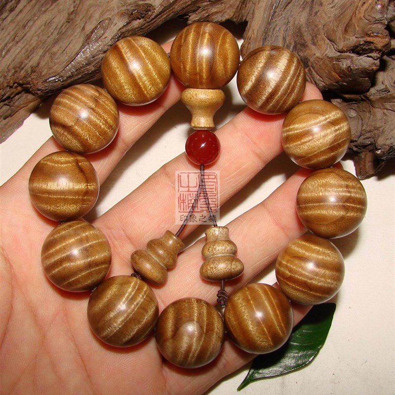正宗四川金丝楠木手串满水波纹老料佛珠手链现代金丝楠手串男女20