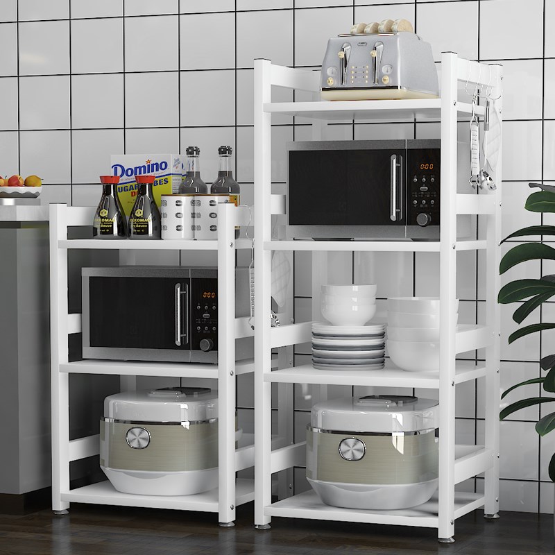 厨房微波炉置物架落地多层烤箱架子免打孔多功能电饭锅调料收纳
