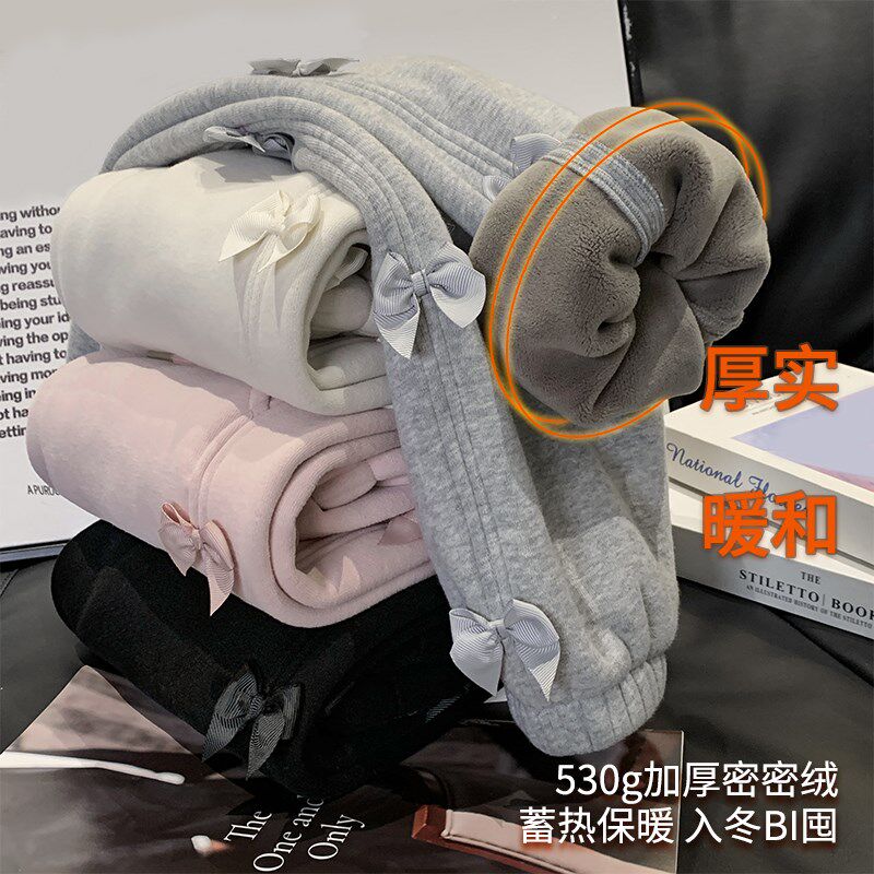 女童加绒休闲裤冬装新款洋气儿童保暖加厚运动卫裤女孩束脚裤