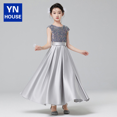 女童晚礼服轻奢小众高端钢琴演y奏演出服儿童主持人大童闪亮公主