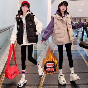 女童马甲春款2024p新款洋气儿童背心大童加厚羽绒棉马夹春秋季外