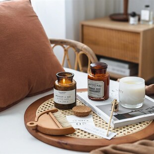 中古藤编托盘拍照道具摄影六边圆形黑棕色木头质桌U面收纳首饰摆