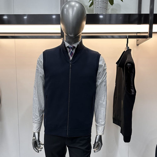 23新款男士羽绒服马甲拉炼立领 加厚保暖针织面料商务休闲防风2色