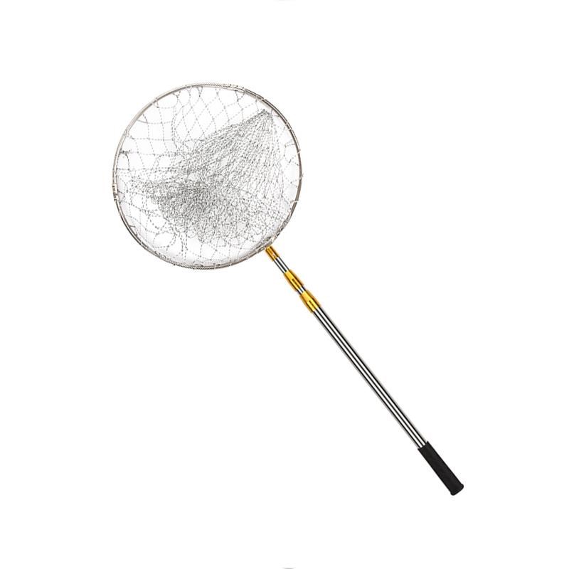 不锈钢大力马抄网竿抄鱼网兜防挂网头钓鱼渔具伸缩杆折叠网捞鱼网