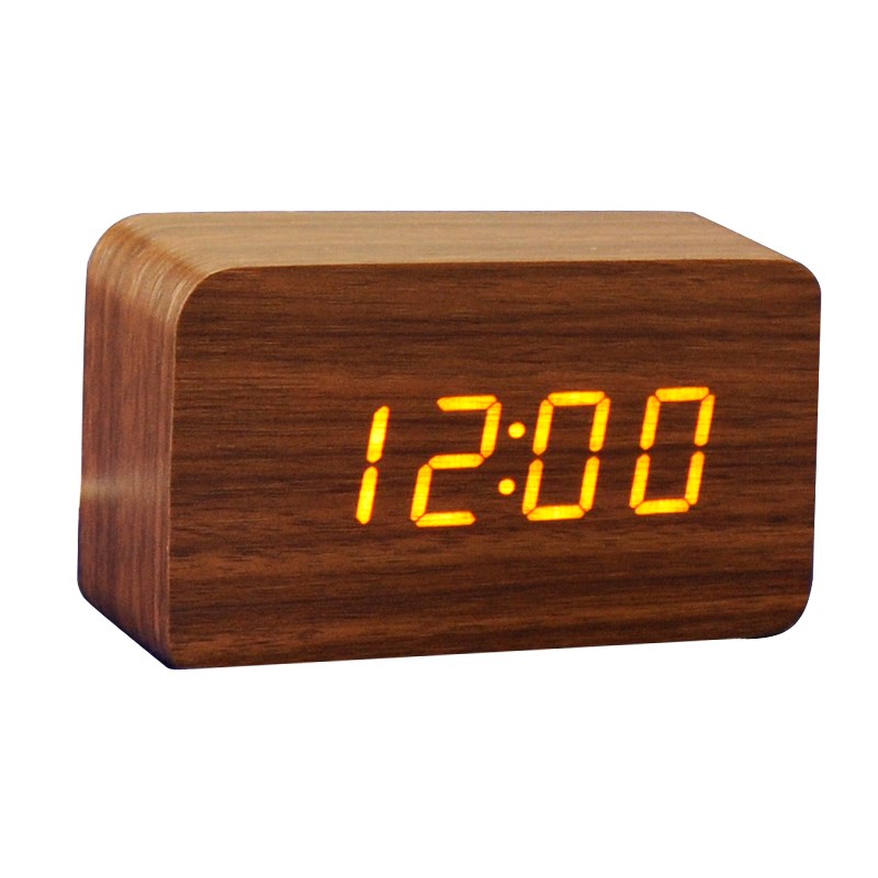 热销LED电子钟智能闹钟 声控夜光静音护眼台钟客厅床头书桌木头钟