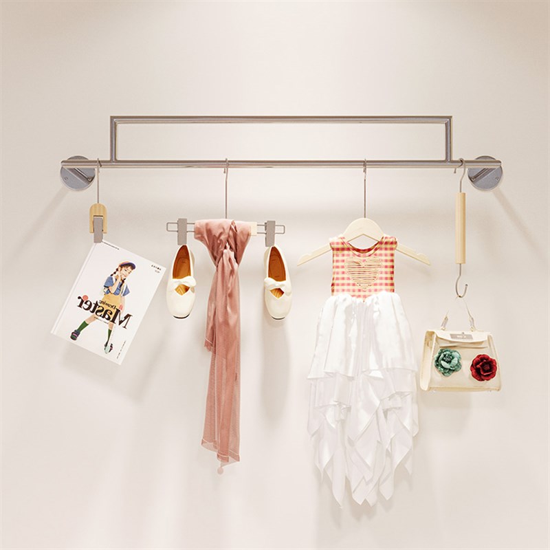 不锈钢正挂展示杆上墙横杆挂衣架挂版创意造型点挂新潮全尺寸定制