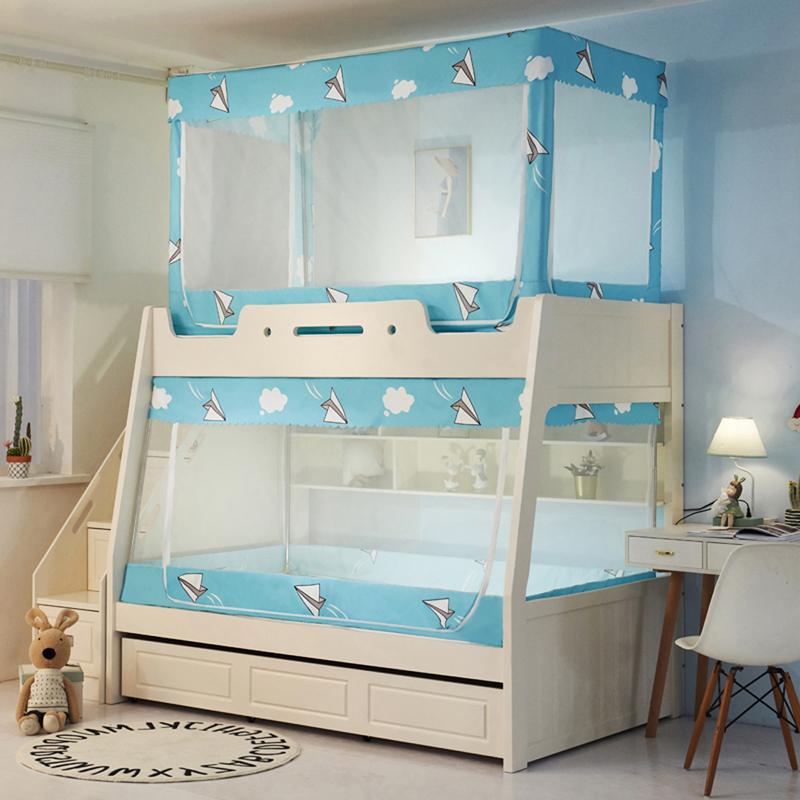 子母床蚊帐1.上下铺米层床高低儿童床1.2m梯形家用0.9学生