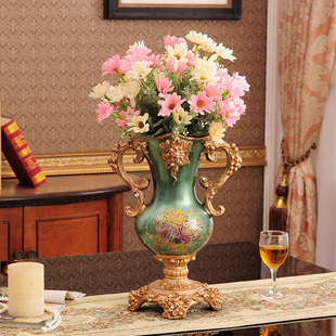 台面装饰客厅餐桌欧式瓶奢华复古仿真艺术树脂桌面插器