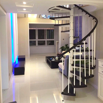 旋转楼梯室内家用阁楼小型整体复式别墅中柱实木l公寓旋梯定制