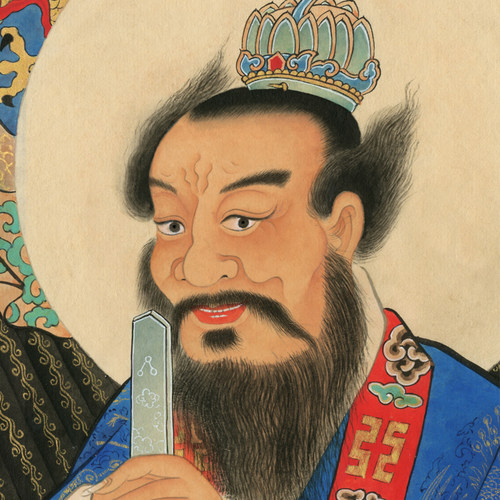 三祖师画像神话人物挂画元始天尊太上老君画轴水陆画道场用挂轴
