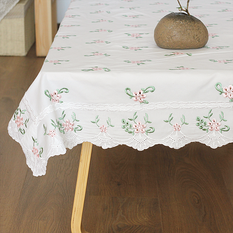 白色餐桌布棉田园长方形台布家用茶几桌布圆形正方形布艺小新