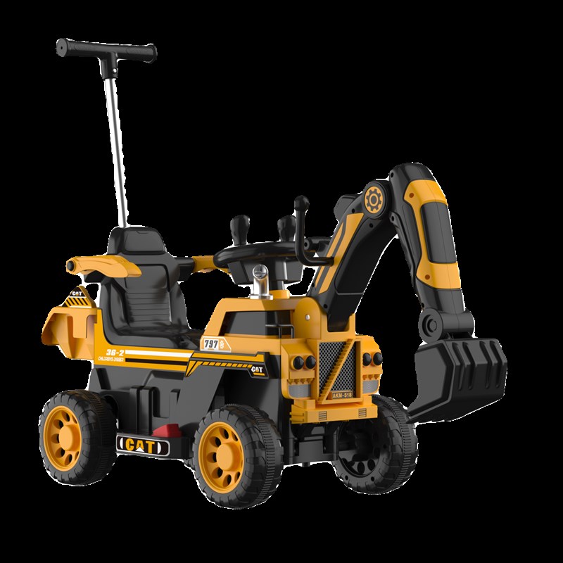 新款儿童电动挖土机男孩车小孩可坐人可遥控勾土机四轮工程车