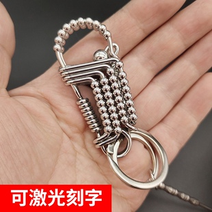 网红纯不锈钢钥匙扣304创意x手工diy男士焊丝高档车腰挂耐用锁匙