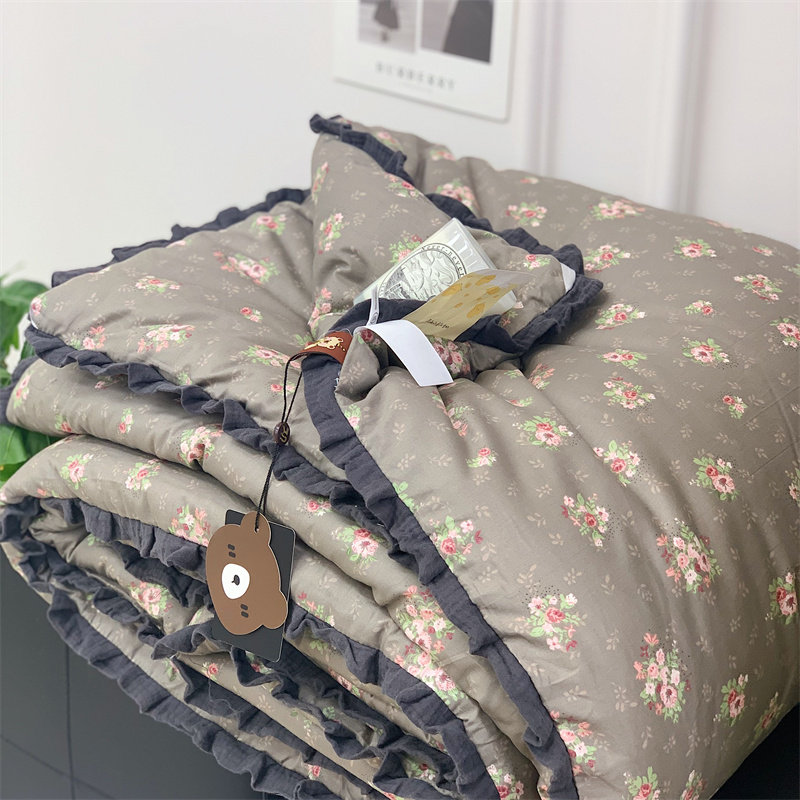 法式全棉春秋被2米韩版小碎花四季被子秋冬加厚保暖双人纯棉冬被,床上用品,化纤被,淘宝优惠券,粉丝福利购,淘宝优惠卷