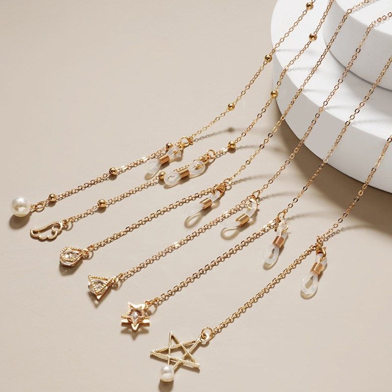 吊坠天使翅膀珍珠眼镜链口罩挂链防丢掉儿童女挂口罩绳墨镜挂绳