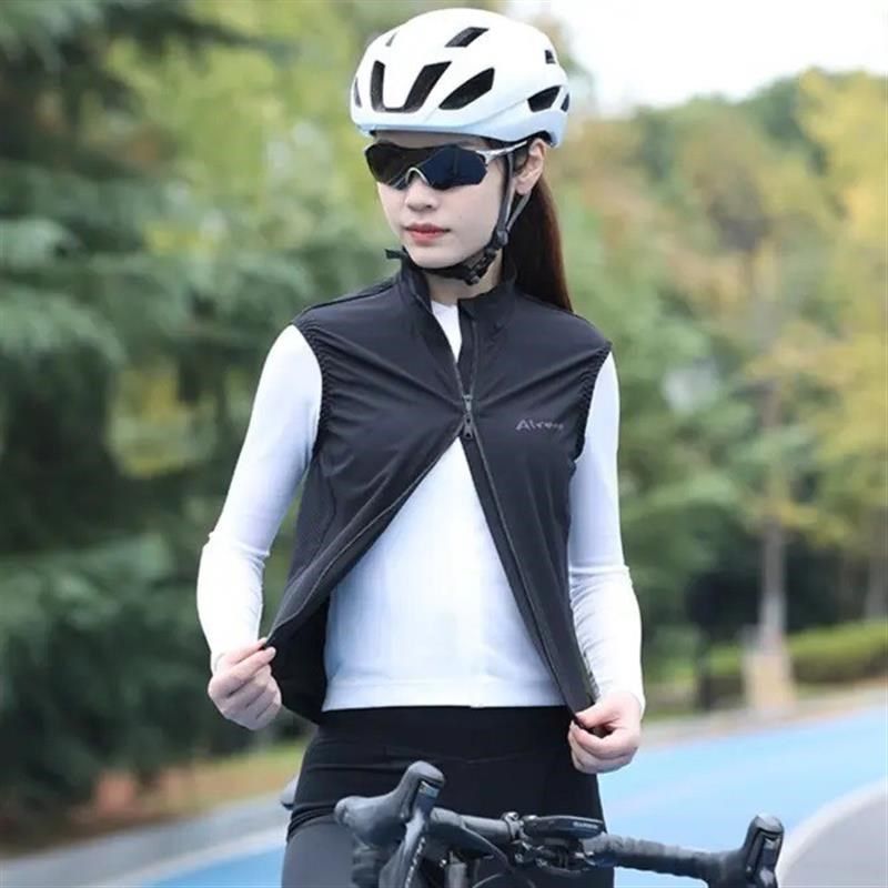 黑色骑行马甲防风骑行服秋冬季女款2024新款抓绒自行车上衣外套男