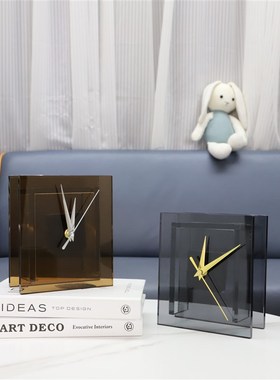 轻奢水晶时钟摆件样板间电视柜z客厅玄关桌面创意家居软装饰品摆