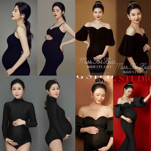 孕妇摄影服装新款黑色时尚照相馆孕妇装时尚个性Q写真拍照片写真