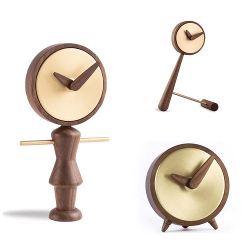 现代简约样板间书房艺术钟表摆件B客厅卧室儿童房胡桃木台钟装饰