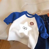 t恤2024秋装 新款 洋气韩版 儿童纯棉长袖 男女童春季 中小童打底上衣