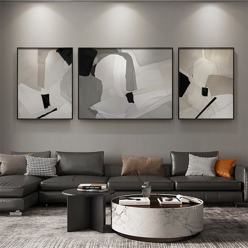 客厅装饰黑白画沙发背景墙挂画轻奢高级感艺术2024新.款墙画壁画