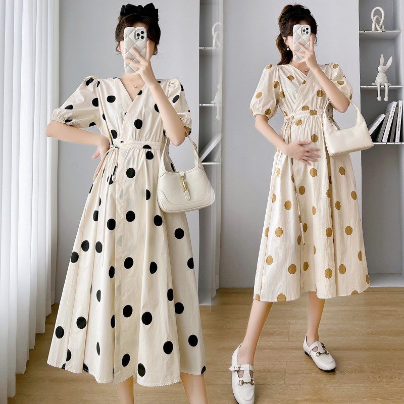 孕妇装夏装时尚V领短袖波点连衣裙宽松大码怀孕裙子夏季孕妇裙夏,孕妇装/孕产妇用品/营养,连衣裙,淘宝优惠券,粉丝福利购,淘宝优惠卷