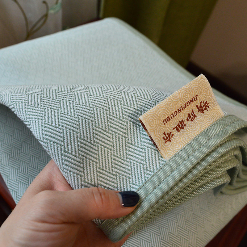 高档提花粗布凉席三件套全棉双人特厚加厚加密亚麻棉麻老帆布床单