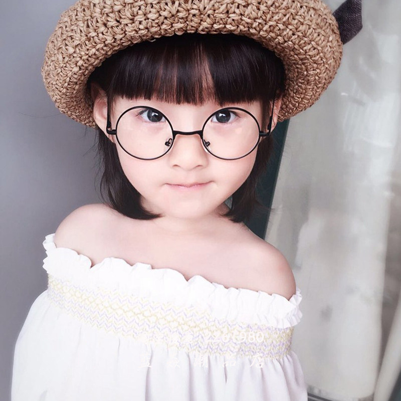 儿童圆形眼镜框男女复古文艺素颜平光眼镜韩版装饰镜宝宝拍照神器