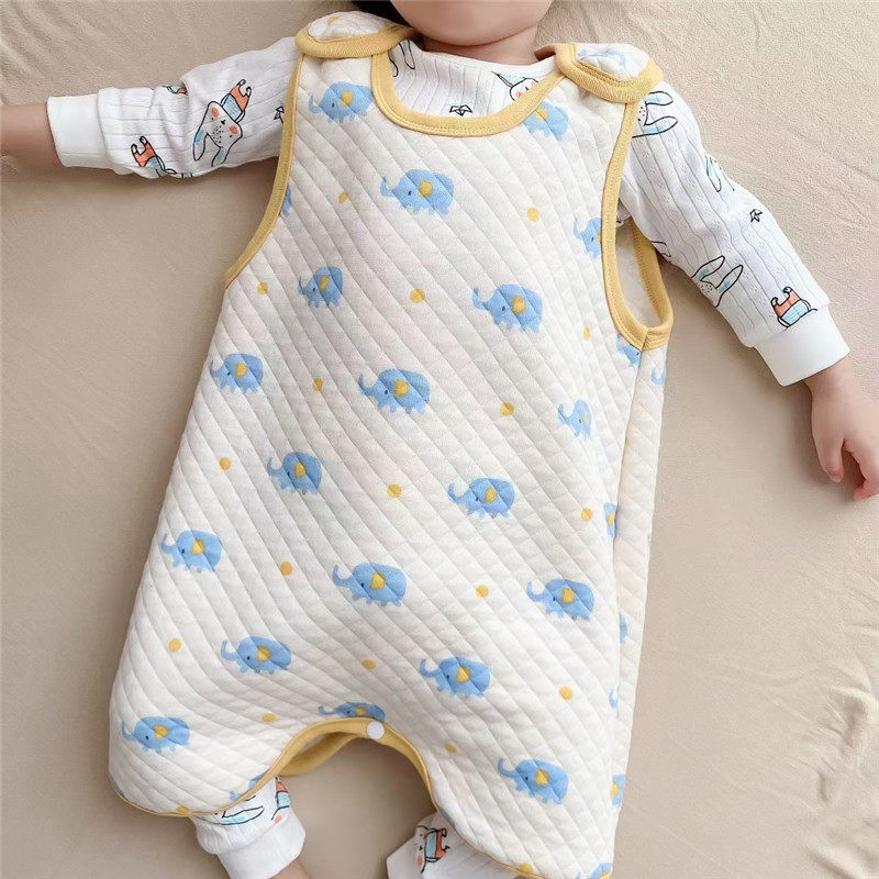 春秋婴儿童肩扣背心睡袋薄款夹棉冬季宝宝长款马甲男童暖气房睡袍