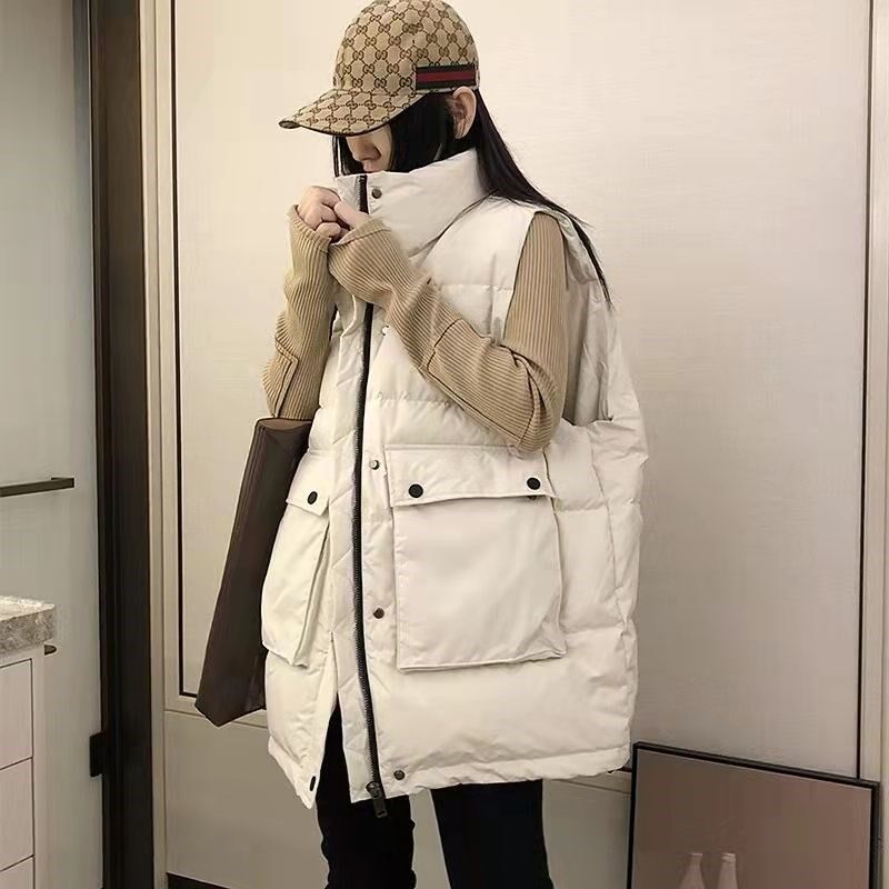 羽绒棉马甲女中长款秋冬2024年新款韩版宽松加厚背心外穿马夹外套